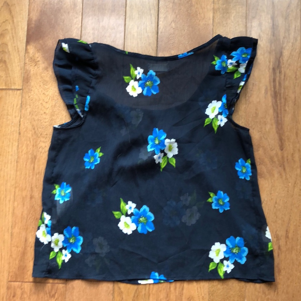 Hollister Navy Blue Floral Top Medium - Picture 5 of 6